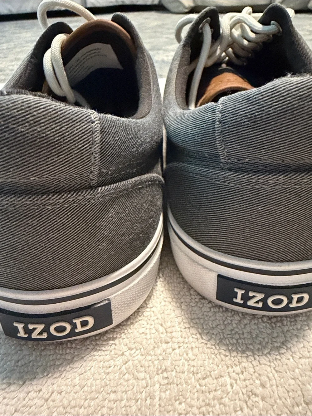 Izod Men's Charcoal Canvas Lace-Up Sneakers with White Accents